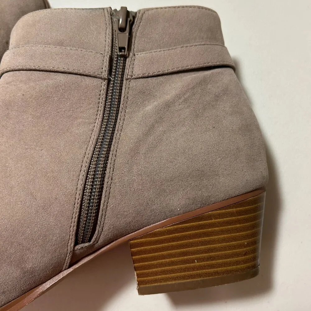 Giani Bernini Taupe Suede Ankle Booties with Stacked Heel
